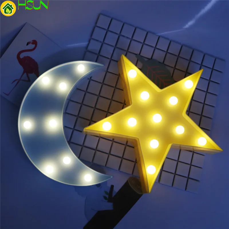 Luz noturna infantil 3d, estrela, lua, luz noturna, fofa, adorável, presente, sinalização, para quarto, estudo, decoração