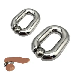 Camilla de escroto de bola de acero inoxidable BDSM para hombre, anillo de bondage para pene de metal, retardante de eyaculación, nuevo juguete sexual para hombres