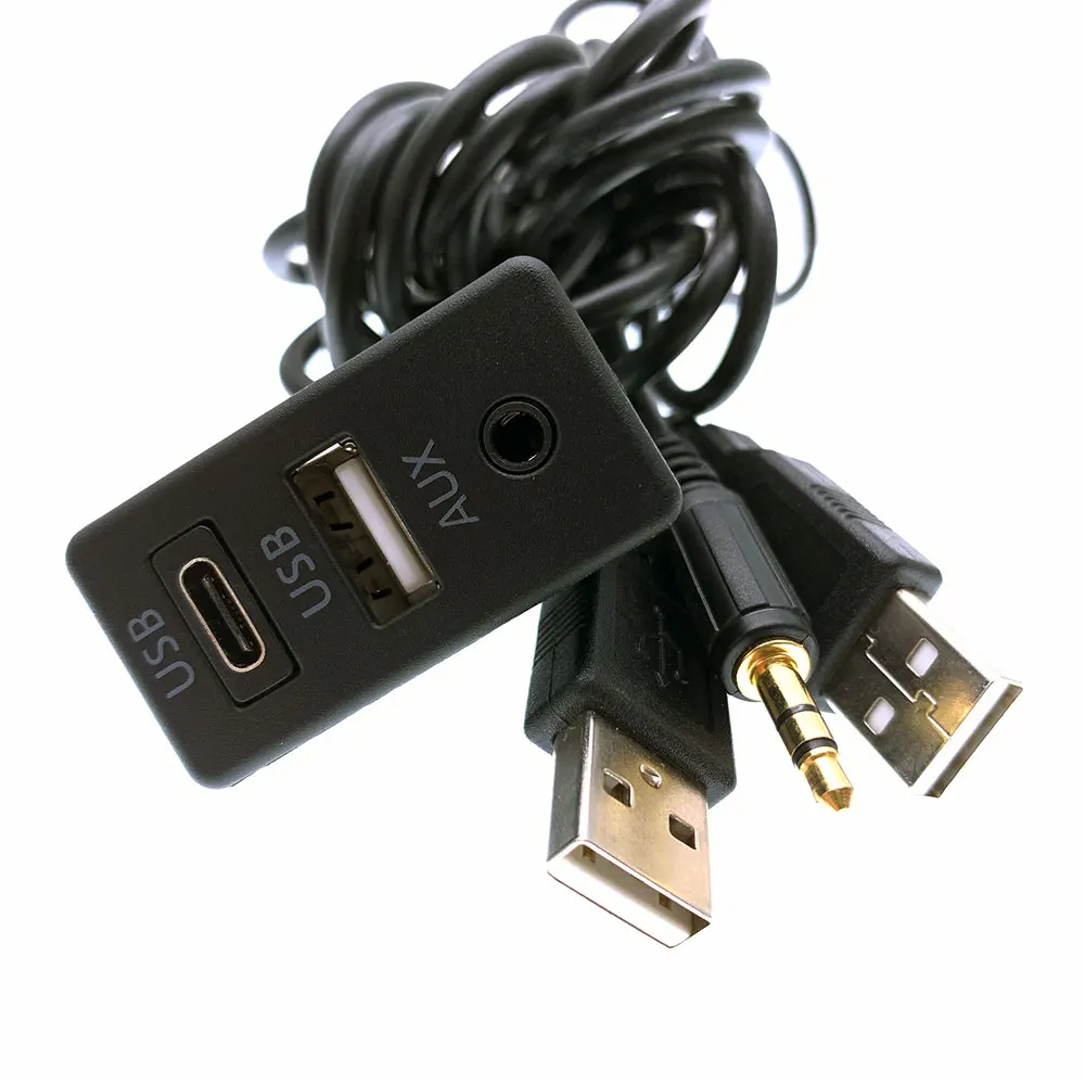 Adaptateur de câble de panneau de commutation de port USB de type C, extension de voiture bricolage, montage encastré dans le tableau de bord,