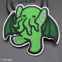 Myth Green Elephant on Ball Lovely Iron On Embroidered Clothes Patches For Cthulhu Clothing Stickers Garment Apparel Accessories
