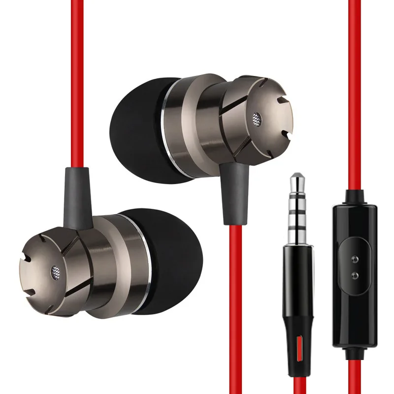 Metal Wired Super Bass Earbud 3.5mm Built-in Microphone Hand Free Noise Reduction Gaming Universal Headset Sport Earphone