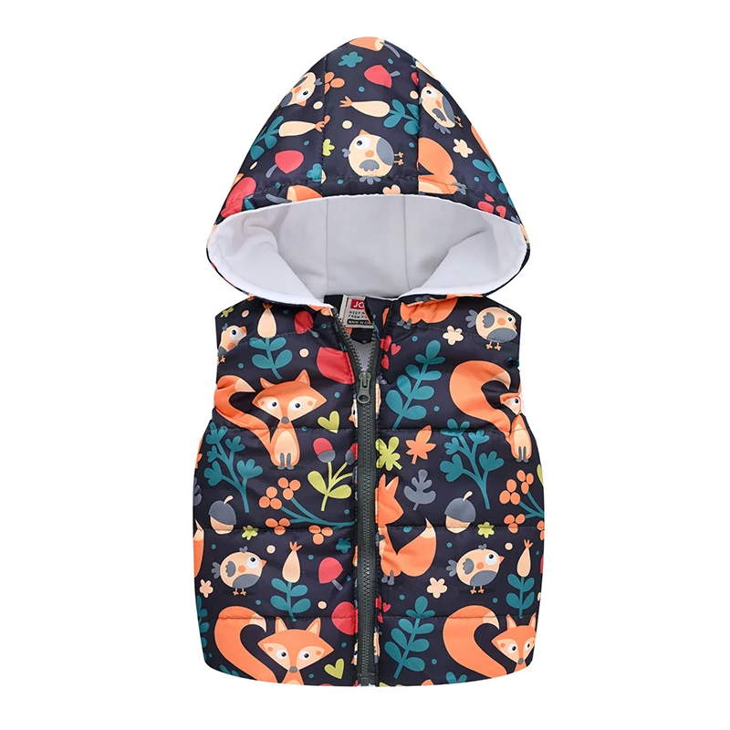 2 3 4 5 6 Years Girls Vest Spring Autumn Hooded Fashion Boys Jacket Sleeveless Zipper Cartoon Coat Princess Gifts Kids Clothes