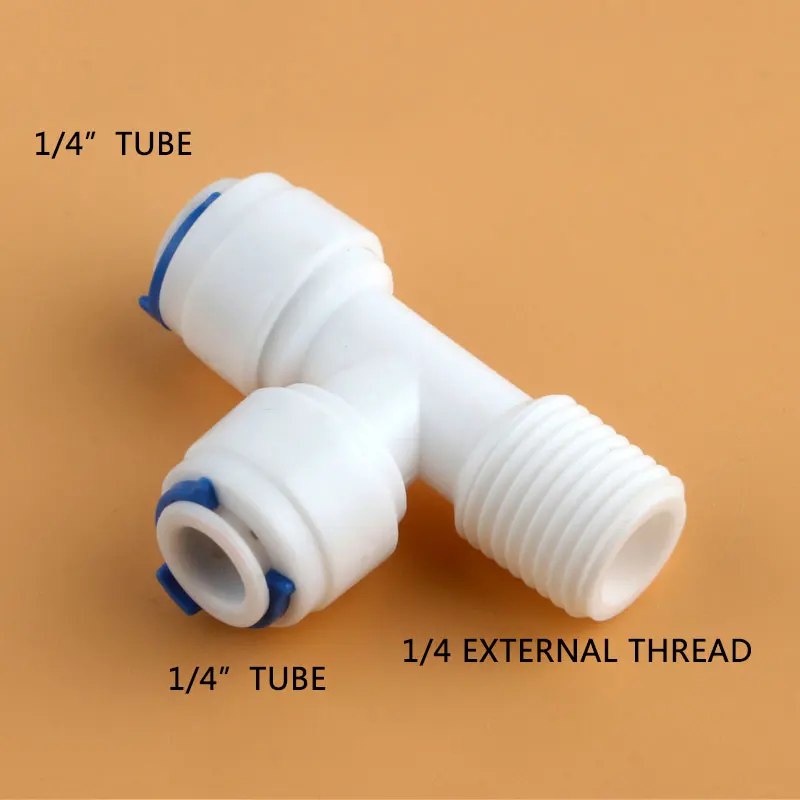 1/4 "ด้านข้างด้ายชายการเชื่อมต่อ1/4" ท่อเท่ากับประเภทTข้อต่อReverse Osmosis AquariumชายTee