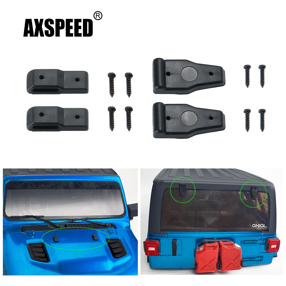 

AXSPEED 2Pcs Rear Window Hinge Engine Cover Block for Axial SCX10 III AXI03007 Jeep Wrangler 1/10 RC Crawler Car Model Parts