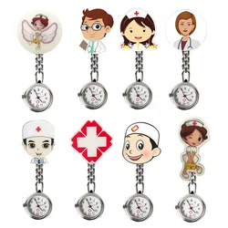 Reloj de enfermera Harajuku para mujer, pulsera de pecho, reloj de bolsillo colgante, broche de decoración de cuarzo, novedad