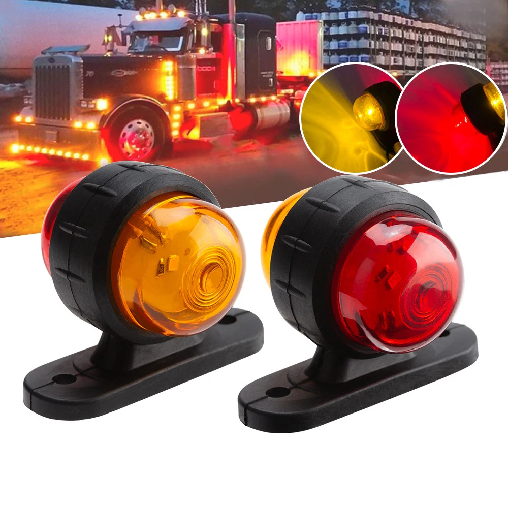 2PCS 12V 24V Truck Trailer Lights LED Side Marker Position Lamp Lorry Tractor Clearance Lamps Parking Light Red White Amber