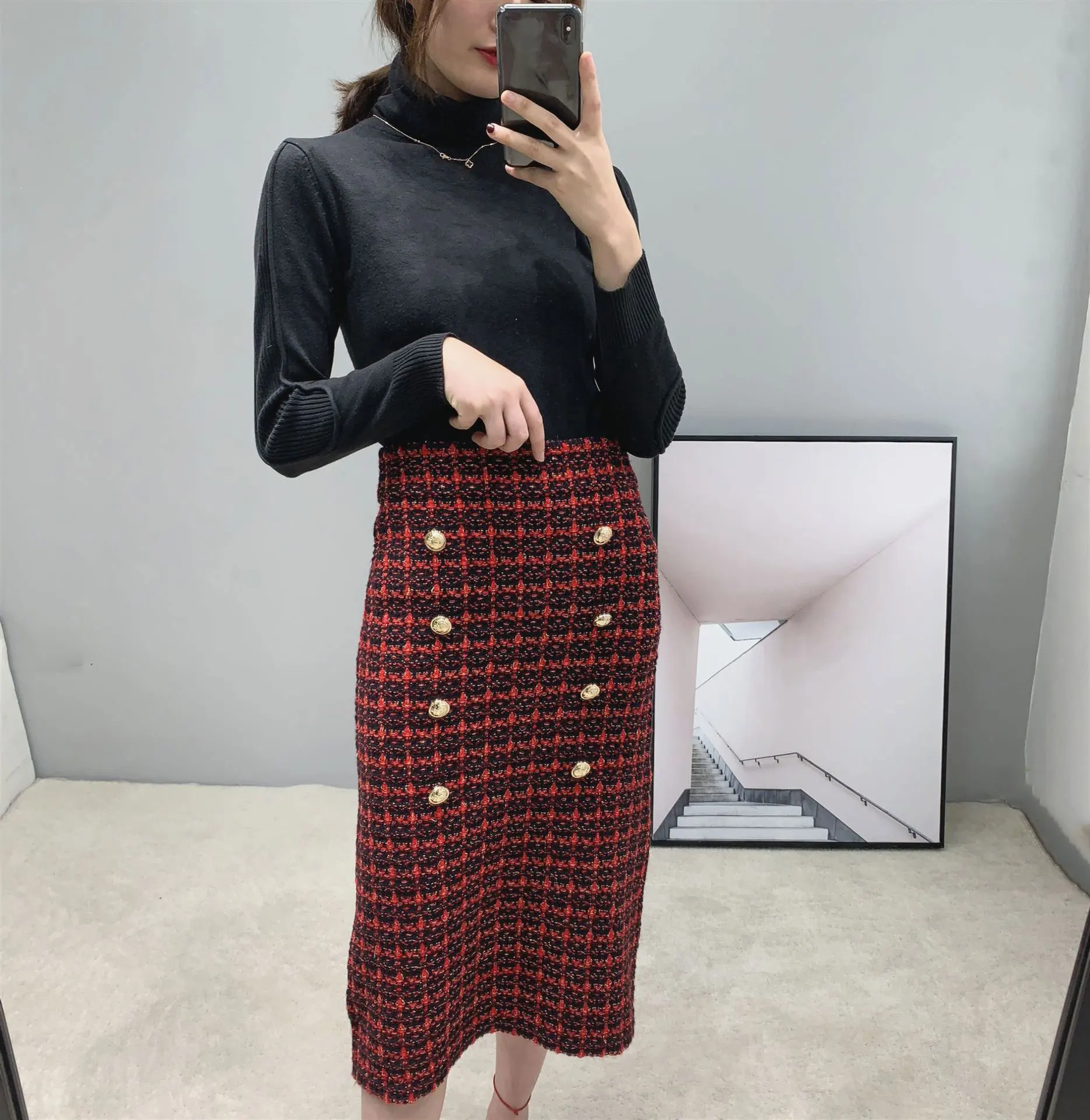 2020 Winter Bodycon Skirts Women High Waist Kintted Skirts Womens Fashion Straight Skirts Femme High Street Casual Skirt Outwear