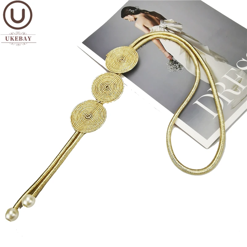 

UKEBAY New Round Gold Pendant Necklace Women's Long Clothes Accessories Bohemian Design Jewelry 4 Colors Outfit Wholesale