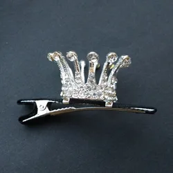 Silver Plated Crystal Crown Hairpins Trendy Bridal Hair Accessories for Women Rhinestone Mini Metal Hair Tiara Clips