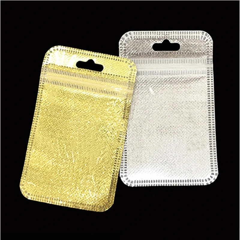 INTEGRITY 5000ps 10.5*15cm Gold/silver Self Sealing Zipper Plastic Retail Packaging Storage Bag Zip Lock plastic Bag W/Hang Hole