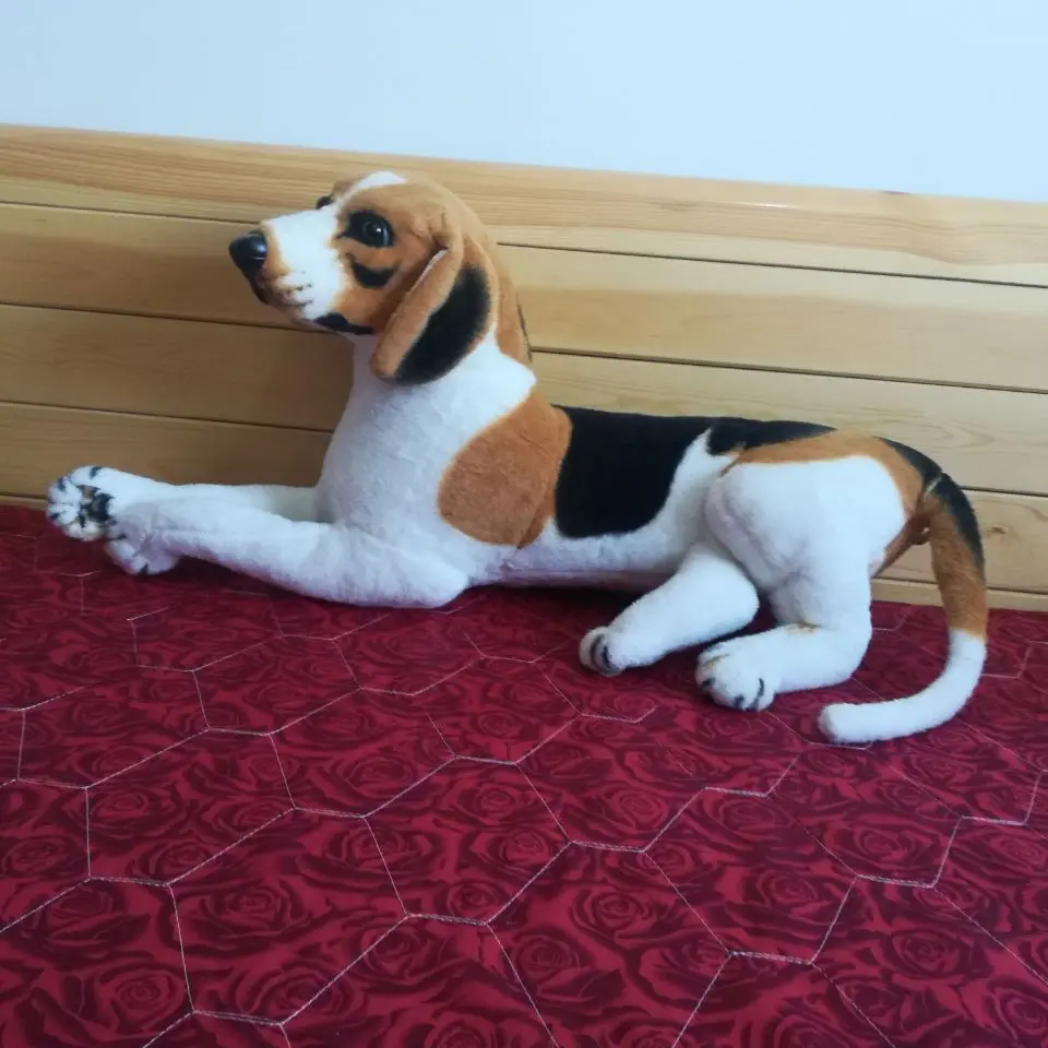 Grand chien beagle en peluche de 73cm, simulation de chien beagle, poupée douce, oreiller, cadeau d'anniversaire w1655
