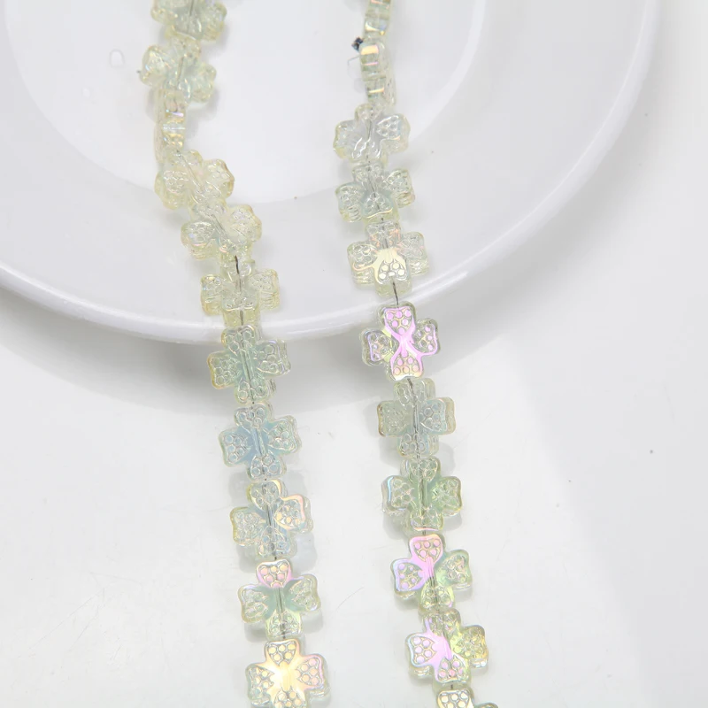 20PCS 12mm AB 색상 꽃 유리 스페이서 비즈 DIY 목걸이 팔찌 액세서리 빛나는 크리스탈 비즈 귀걸이에 대 한 매력