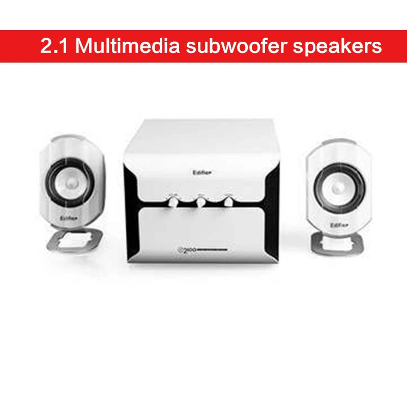 28W Active Speaker Subwoofer E2100 Multimedia Computer Speaker Home Audio Speaker Small Speaker with Tone Knob 85dB