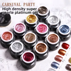 Vendeeni 12 Colors Japanese Style Glitter Platinum Nail Gel Polish UV LED Soak Off Gel Varnish Starry Sky Shiny Gel Lacquer 10g