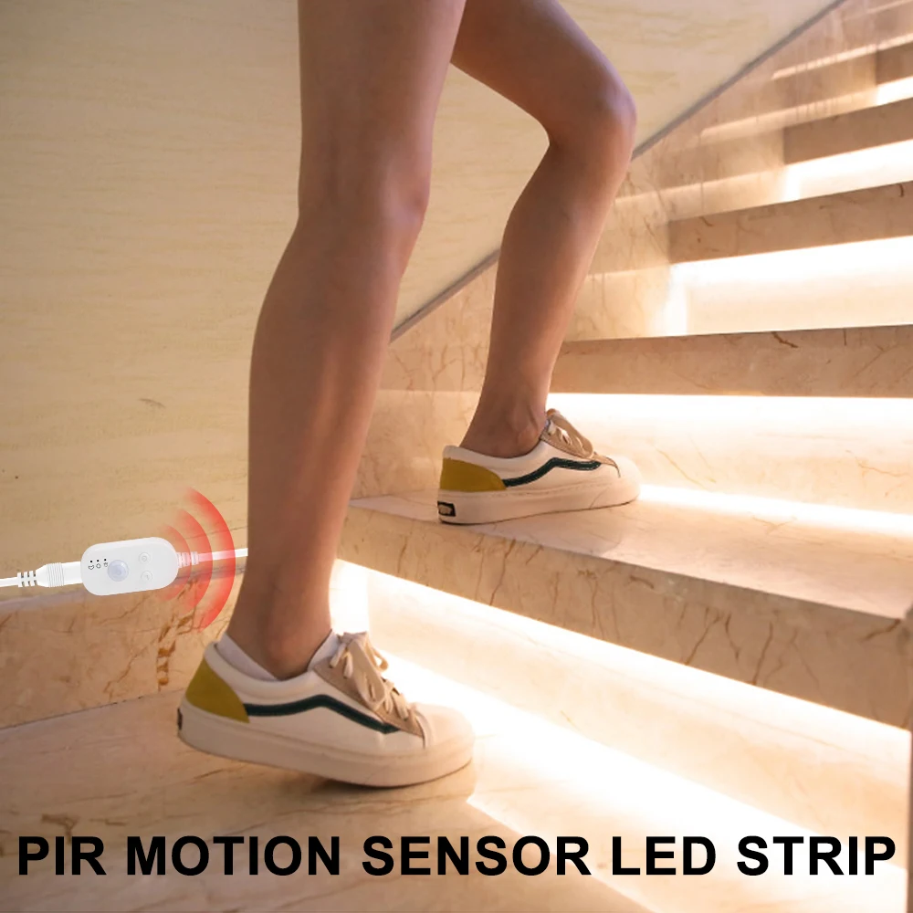 DC5V USB LED Strip Lights PIR Motion Sensor Led Tape Christmas Decoration Lamp Stairs Wardrobe Closet Lighting Waterproof Diode