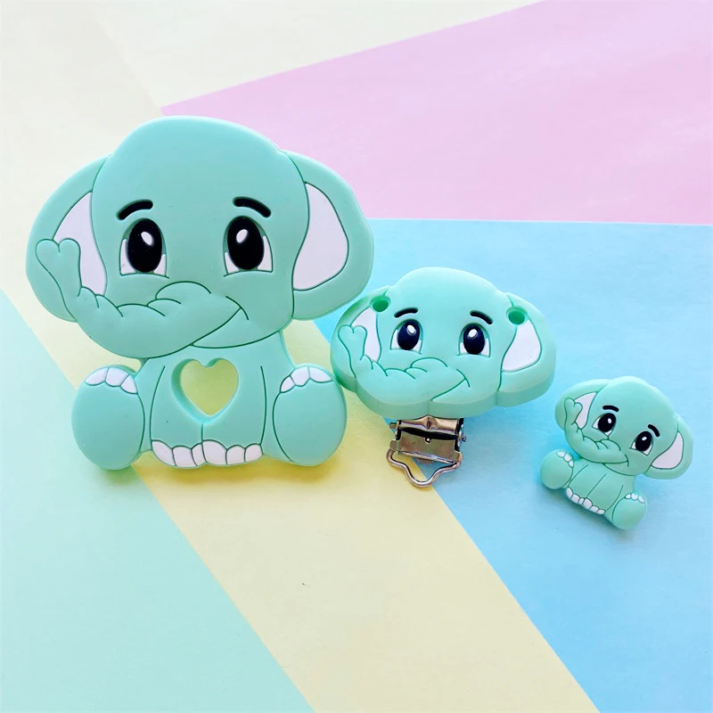 3 teile/satz Silikon Cartoon Tier Figur Beißring Perlen und Clips Baby Beißring Schnuller Kette Zubehör Zahnen Schmuck Spielzeug – Detail 6