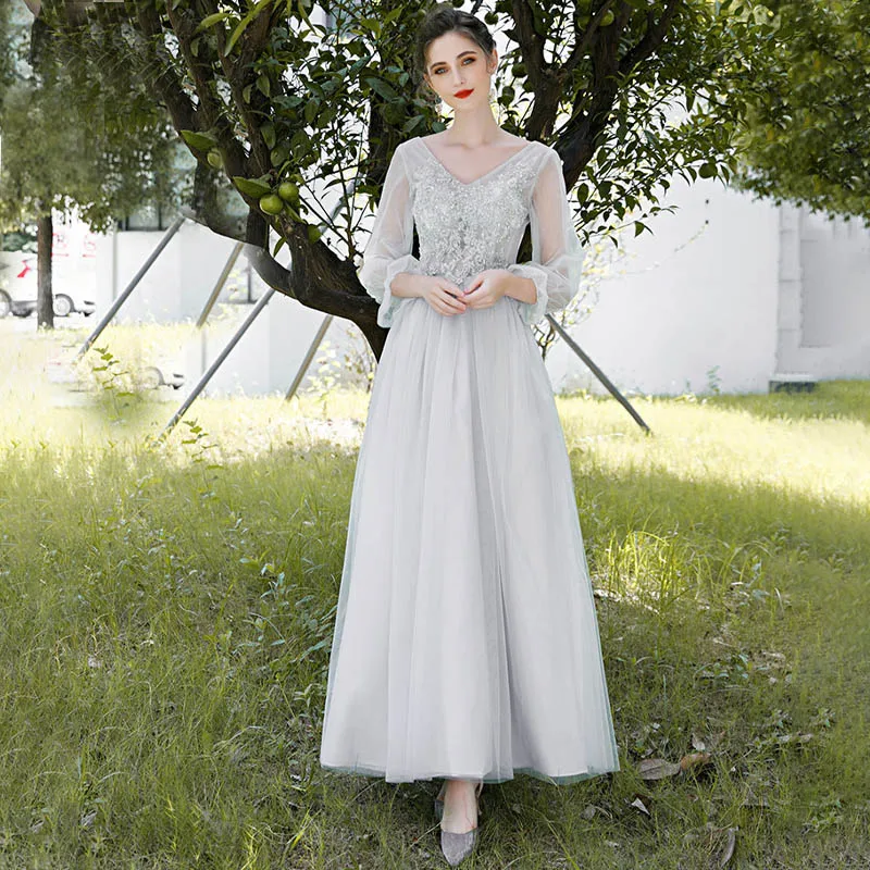 4 Styles Elegant Bridesmaid Dress A-line Ankle Length Dress Vestido de Fiesta Robe de Soiree Elegant Formal long Dress TS-1801