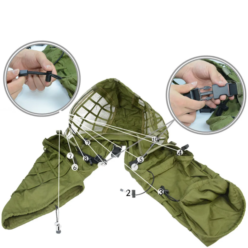 Military Disguise Sniper Ghillie Coat Outdoor Camo Viper Hood Cloak Combat Shooting Hunting Suit Woodland Burlap String Clothes