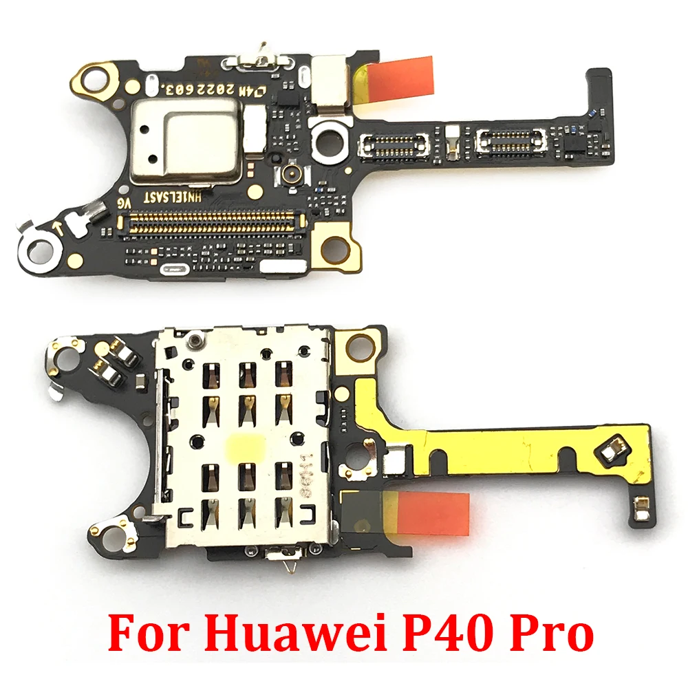 New For Huawei P40 Pro SIM Card Reader Holder Slot Flex Ribbon Cable Connector Board With Mic Microphone Flex Cable Ribbon