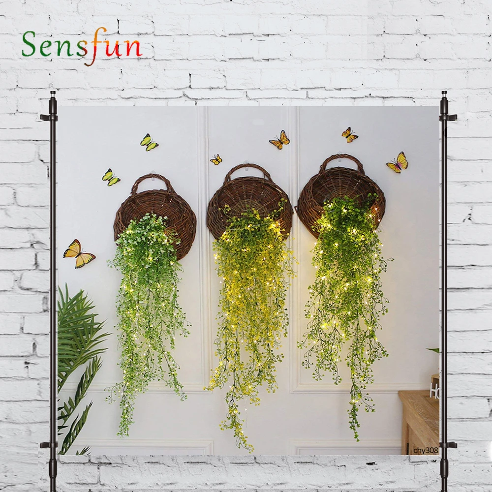 LEVOO Photography Background Hanging Basket Plant Natural Decoration Fabric Shoot Prop Background Photocall Photo Studio