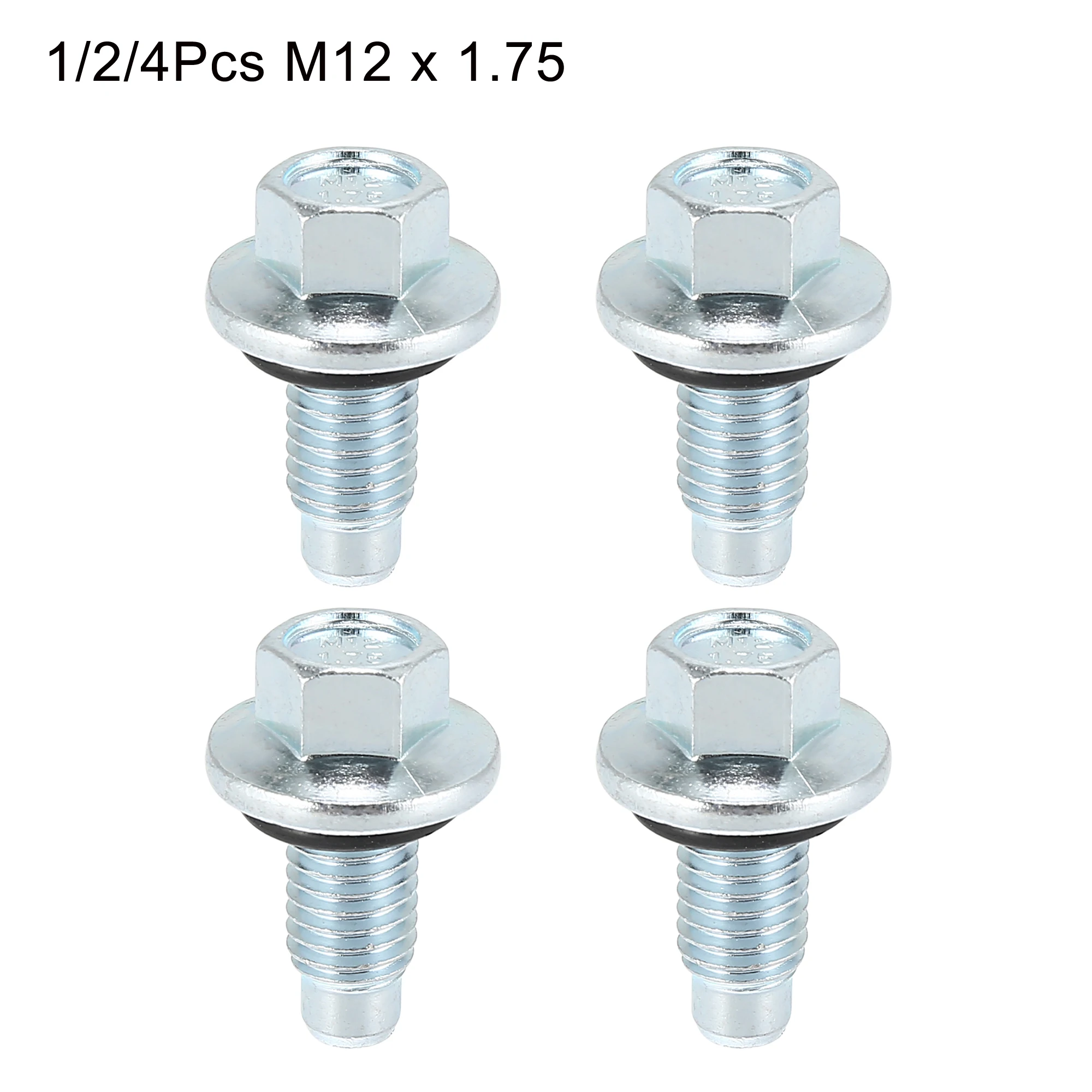 X Autohaux 1/2/4Pcs M12 x 1.75 Car Engine Oil Drain Plug Screw w/ Stainless Steel Seal Ring Replacement for Buick