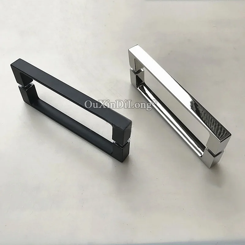 

304 Stainless Steel Bathroom Shower Sliding Door Handles Glass Pull / Push Door Handles Glass Mount for 6~12mm Thickness