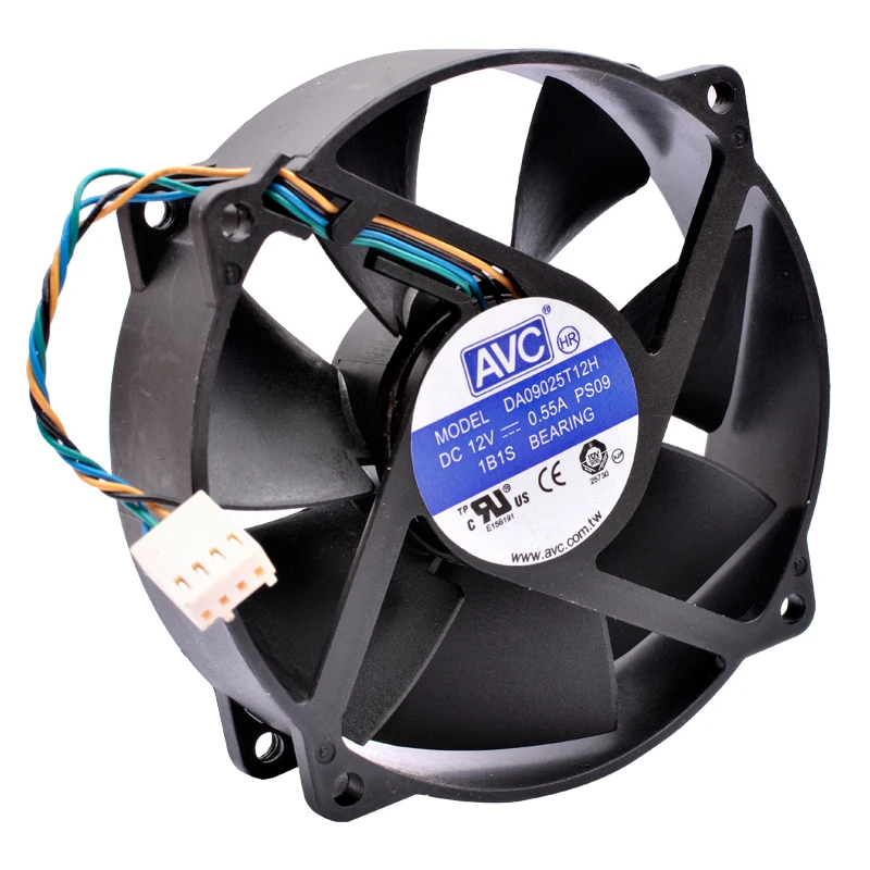 DA09025T12H hole pitch 71.5mm 8cm 9cm 92mm fan DC12V 0.55A ball bearing 4 lines pwm suitable for CPU cooler replacement fan