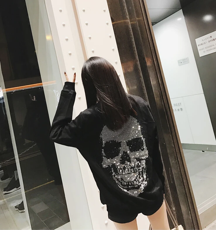 Winter casual Women hoodies Loose design Streetwear hot sale Sweatshirts Korean Style Tops Hot drill Hoody young