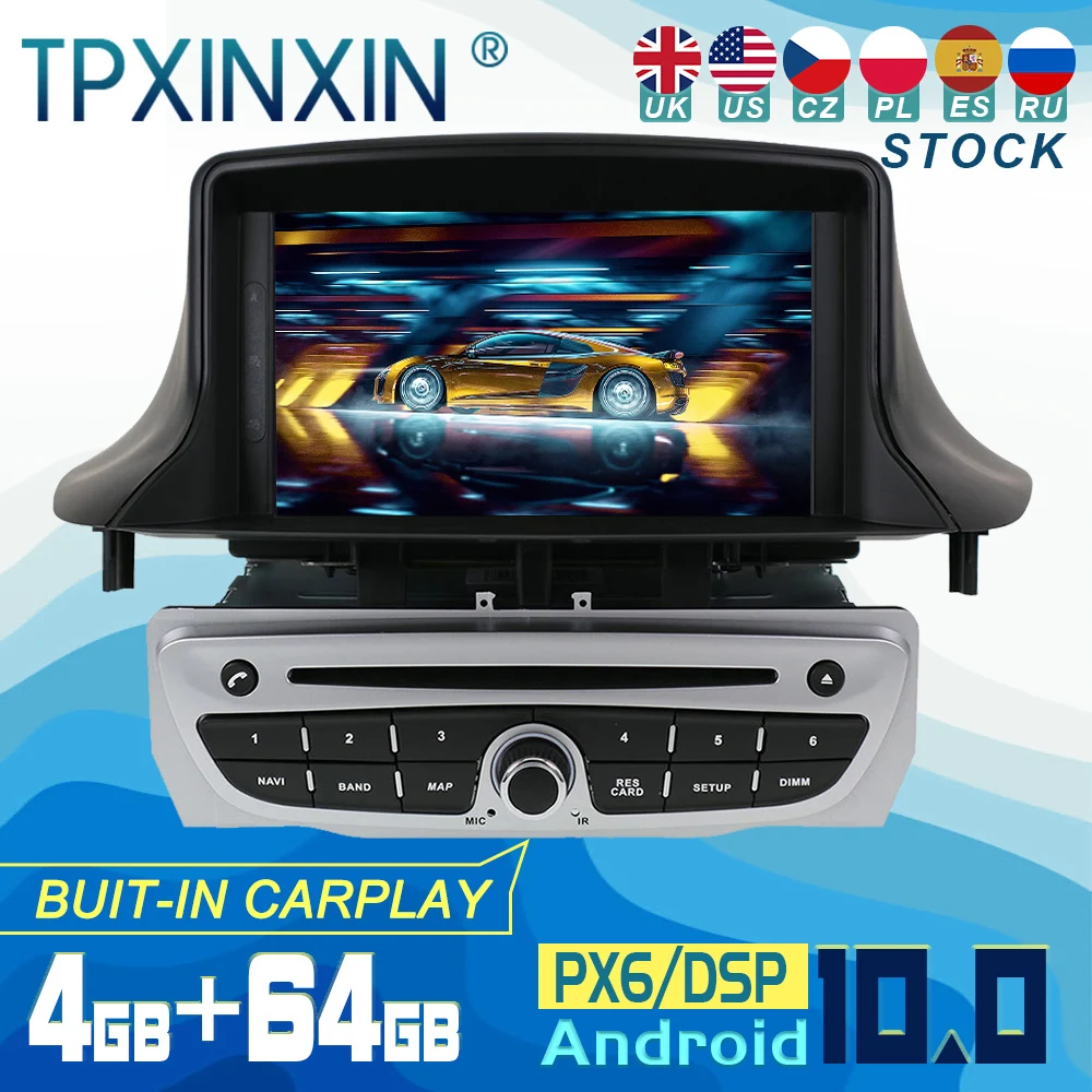 

For Renault Megane 3 Fluence 2009 Android 10 Carplay Radio Player Car GPS Navigation Head Unit Car Stereo CD DVD WIFI DSP BT