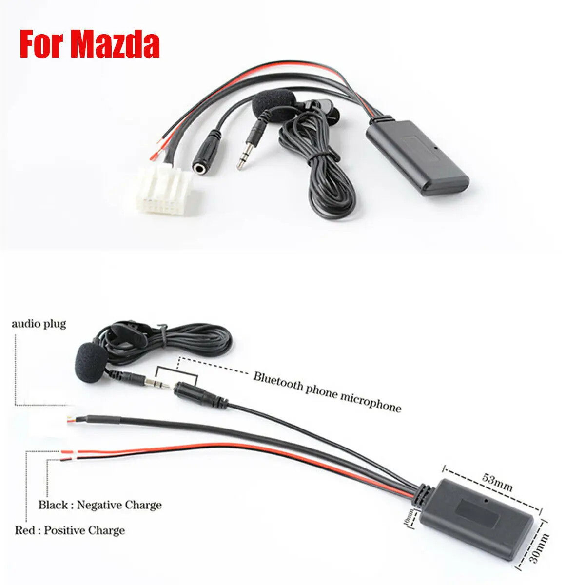 Hot Car AUX Audio Cable Adapter Bluetooth Mic For Mazda 3 5 6 MX-5 RX-8 Stereo Radio