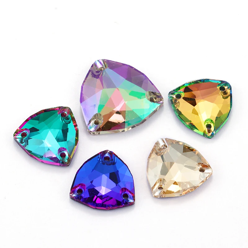 Color Fat Trilliant Shape K9 Glass Crystal Rhinestone Flatback Sew on Rhinestone Sewing Stone Clothes Craft  Jewelry decoration