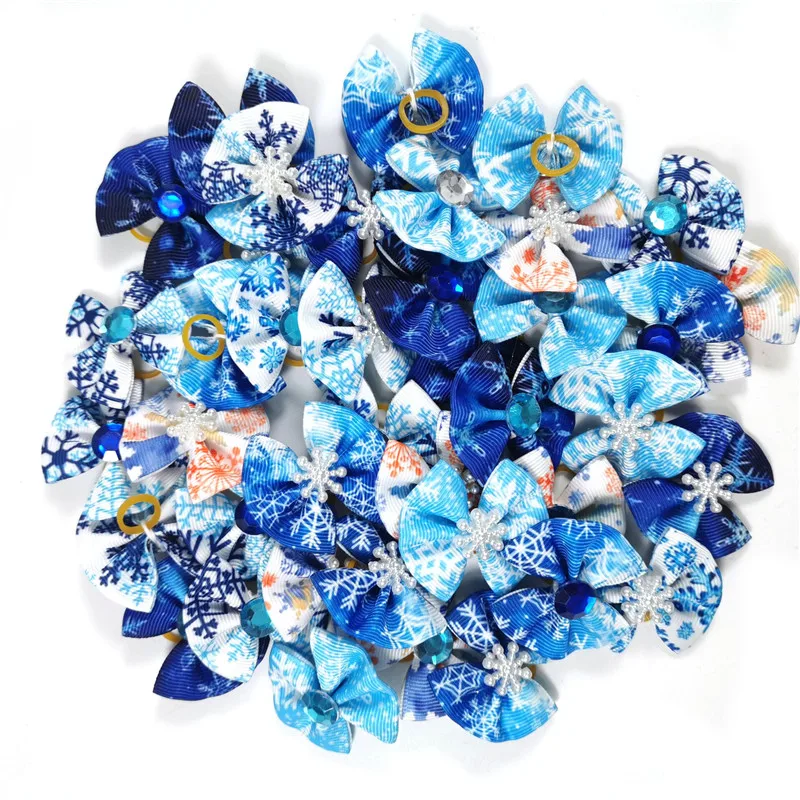 50/100pcs Cute Doggy Hair Bows with Elastic Rubber Bands for Puppies Girl Boy Yorkshire Dogs Hair Pet Grooming Accessories