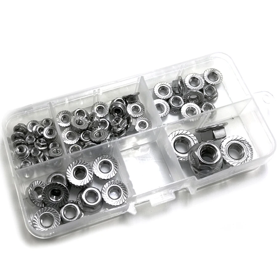 M3-M16 Hex Flange Nuts , SS304 SS316 Din6923 Stainless Steel Flange Locking Nut Fasteners ,B023