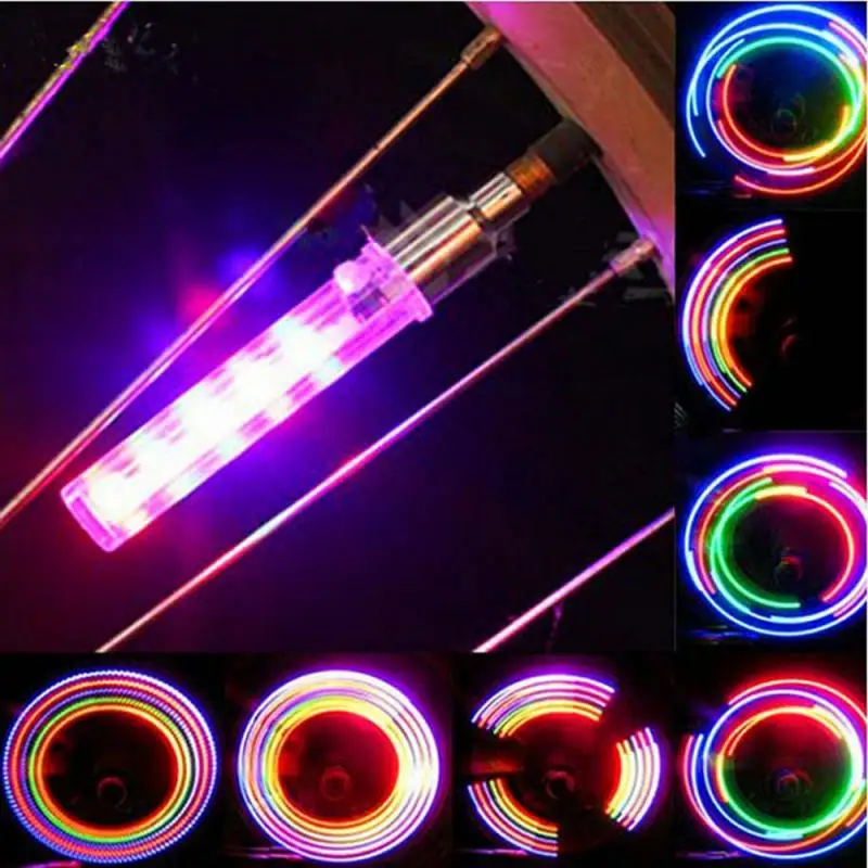 Bicycle Wheel LED Lights MTB 7LED Colorful Road Bike Tyre Tire Valve Caps Wheel Waterproof Spokes Flashlight Wheel Valve Light