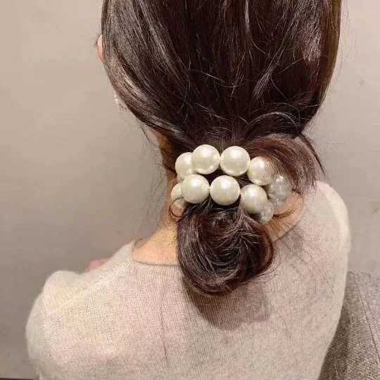 Woman Big Pearl Scrunchie Ponytail Holders Hair Accessories Elastic Hair Band Women Girls Hair Rubber Bands Hair Rope 2022