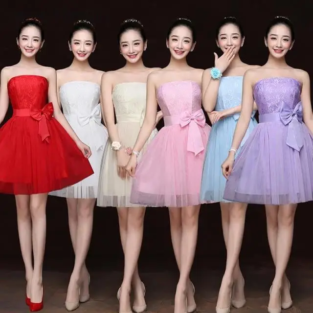 M329 Champagne Red White Pink Junior Bridesmaid Dresses 2022 Short Dress Girl Women Prom Gown Lady Graduation Vestidos