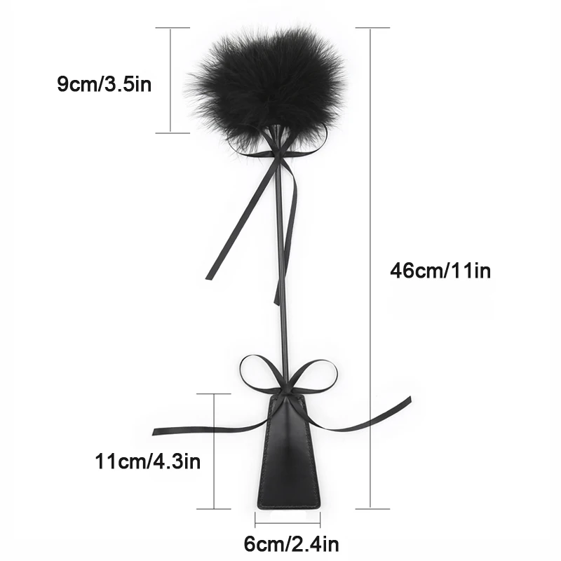 Black Flirting Feather Bdsm PU Leather Whip Bdsm Spanking Flogger Horse Whip Slave Bondage Restraints Sex Toys For Women Couples