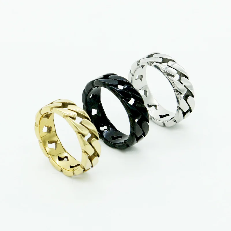 Men women gold color Simple Stainless Steel Twisted Ring Gift Party Jewelry