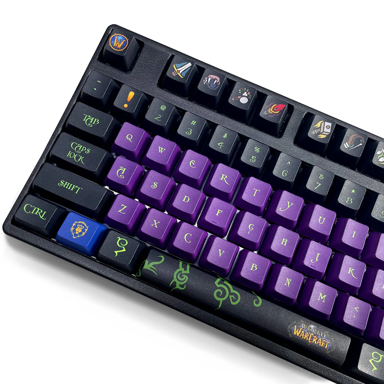 Game World of Warcraft Tema Pbt Keycaps, 108 teclas para teclado mecânico, perfil OEM, apenas KeyCap 104 100 98 96 87 60