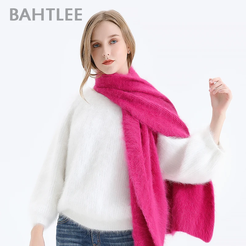 BAHTLEE-Wool Knitting Neckerchief for Men and Women, Angora Scarf, Keep Warm, Perfect Neutral, Winter