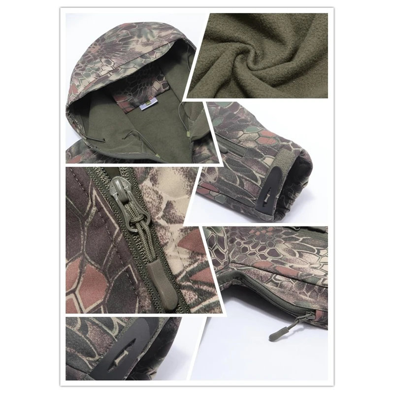 Tactical Shark Skin V5.0 Softshell Jacket Pants Windbreaker Waterproof Hoodie Clothes Hunting shooting Camo Suit Coat