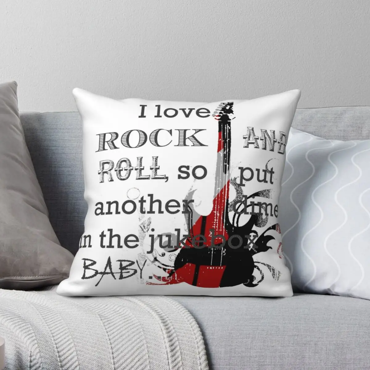 

Квадратный Чехол-Подушка I Love Rock And Roll, полиэстеровый льняной бархатный чехол с принтом на молнии, декоративный чехол для подушки, чехол для дивана, чехол для подушки, оптовая продажа, 18 дюймов