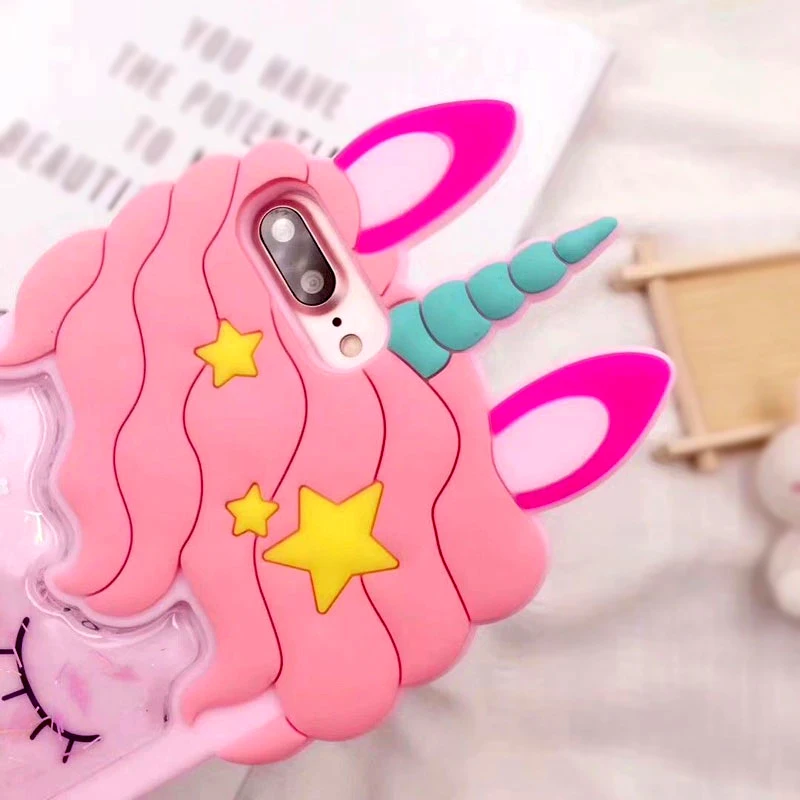 3D Cartoon Pink Quicksand Unicorn Soft Silicone Liquid Stars Case For Iphone 12 Mini 11 Pro 8 7 6S 6 Plus 5 SE XS Max XR X Cases