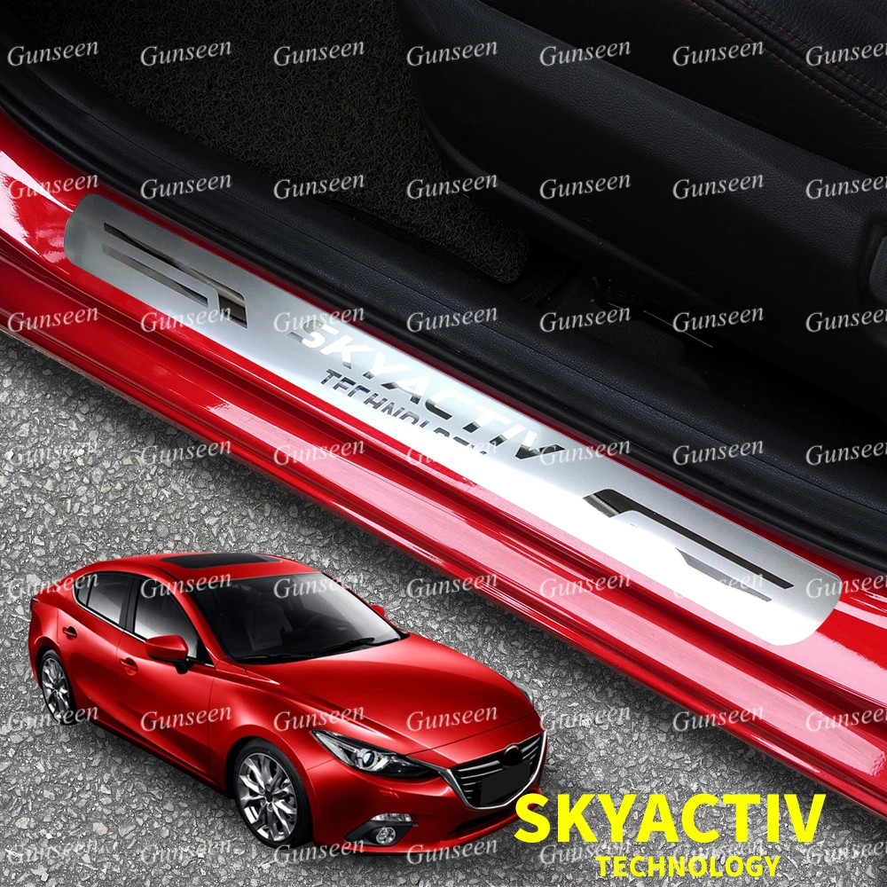 For Mazda Door Sill Protector Accessories 2 3 6 CX30 CX5 CX9 CX8 Car Threshold Scuff Plate Steel Pedal Trim Sticker Styling