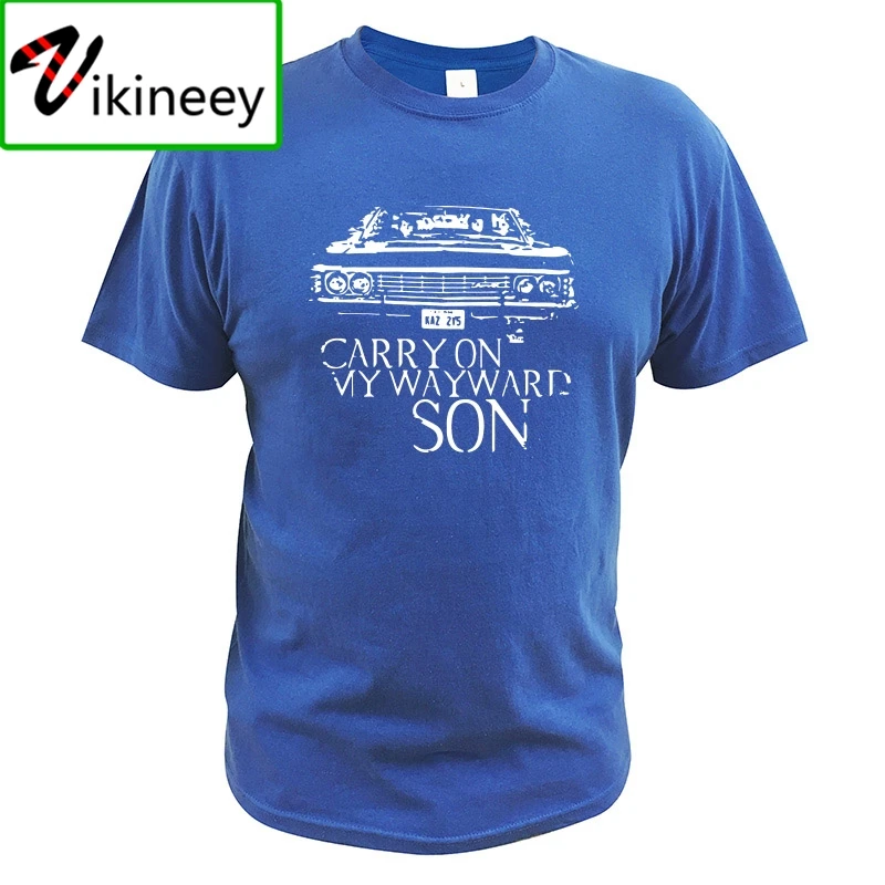 Supernatural TV Series T Shirt Carry On My Wayward Son Songs TShirt EU Size 100% Cotton High Quality Tee Tops