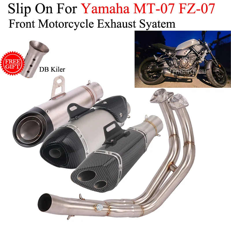 Slip On For YAMAHA MT-07 FZ-07 MT FZ 07 Full System Motorcycle Exhaust Escape Muffler DB Killer Moto Echappement Front Link Pipe