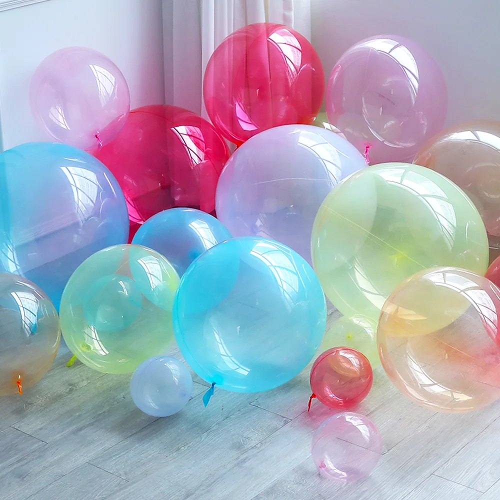 3Pcs PVC 10/18/24/36Inch Transparent Bubble Balloons Crystal Color Bobo Balloons Birthday Wedding Decorations DIY Party Supplies