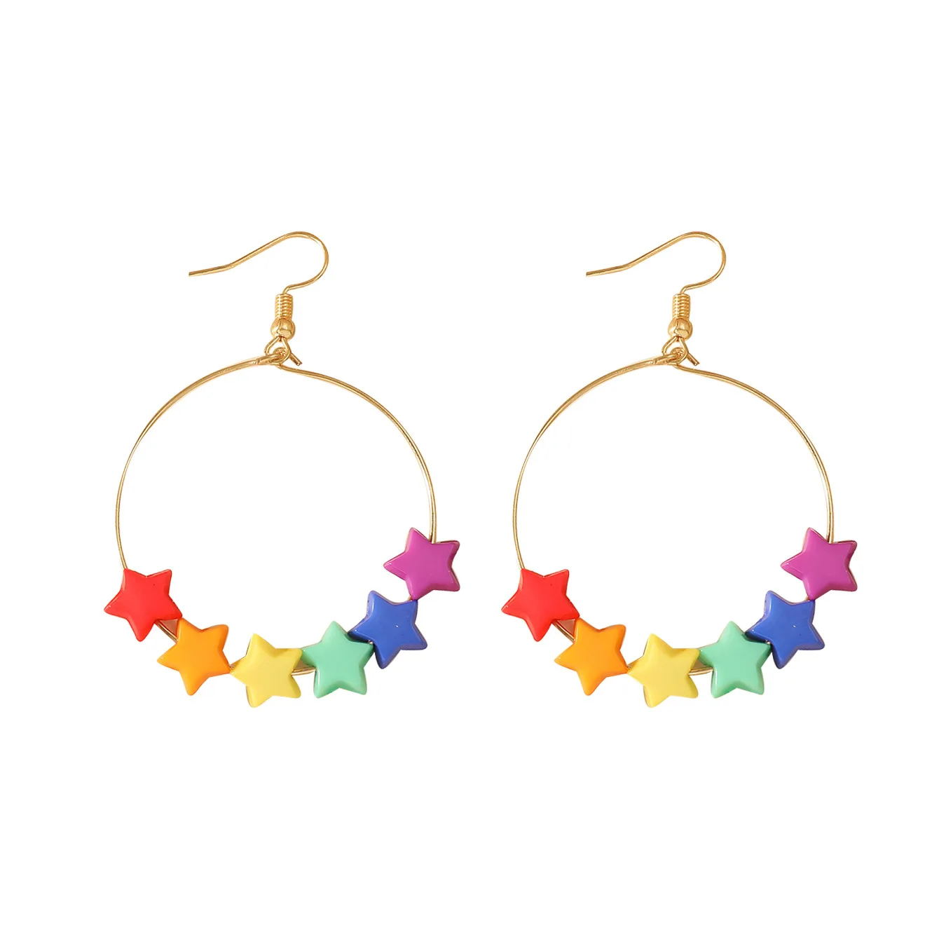 Rainbow Color Star Pendant Drop Earrings for Women Resin Butterfly Long Cute Earrings Party LGBT Pride Gift Trendy New Jewelry