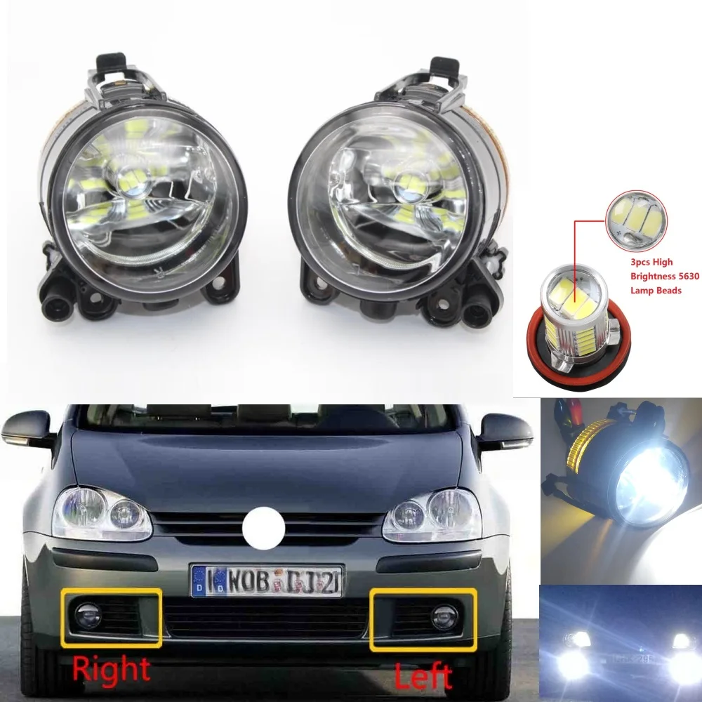 Car LED Light For VW Golf 5 Golf MK5 2004 2005 2006 2007 2008 2009 Car-styling Front Fog Light Lamp With LED Bulbs