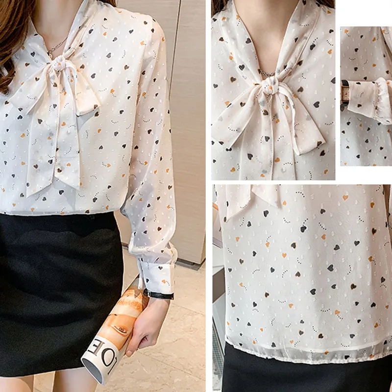 2021 outono nova floral manga longa chiffon camisa das mulheres arco blusa blusas femininas topos mujer dropshipping roupas casuais 2270